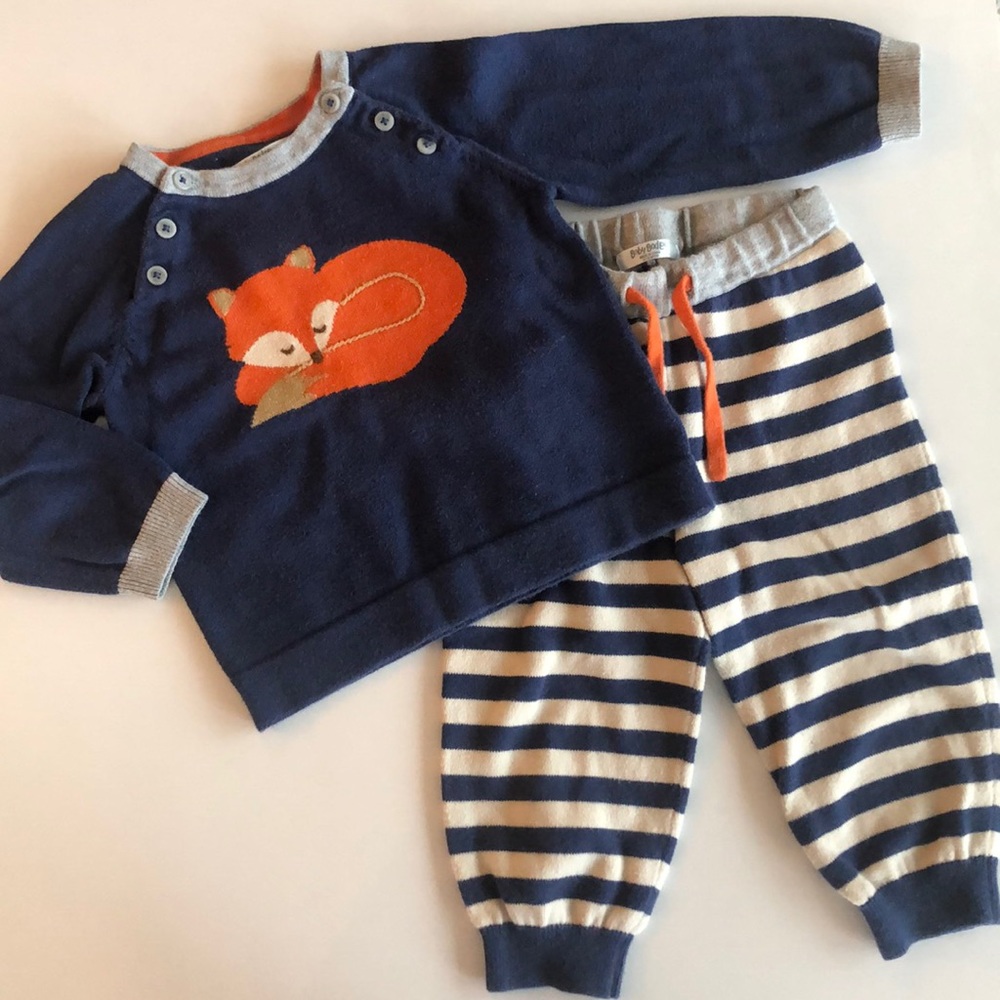 Baby Boden Fox + Stripes Sweater Cozy Set 🦊